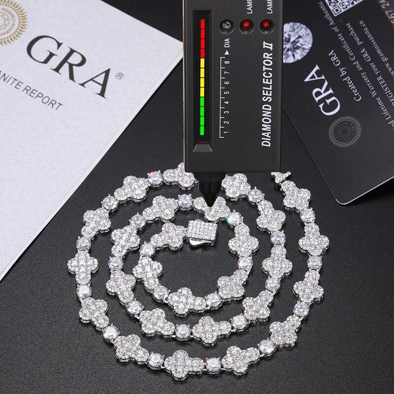 10mm Cross vvs1 Moissanite Tennis Sier For Women Chain k Necklace Unisex Fine Jewelry