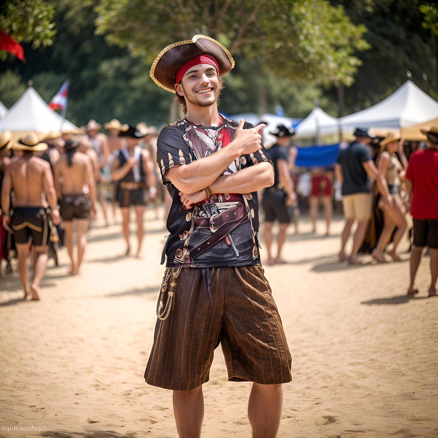 Mens T shirt Pirate Costume T-Shirt 3D Pattern Men Women Activities Lightweight Soft Fast Drying Beach Gala Party tee Casual tops summer clothes