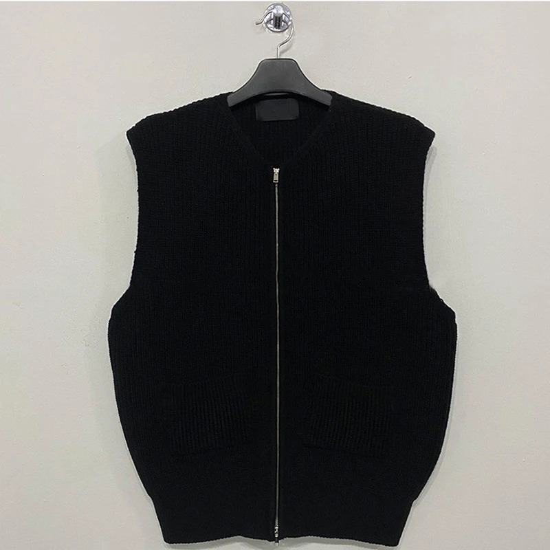 Mens Knitted Sleeveless Zipper Sweater Casual Clothing Waistcoat Port Style Leisure Pullover Spring Retro Knitwear 250225