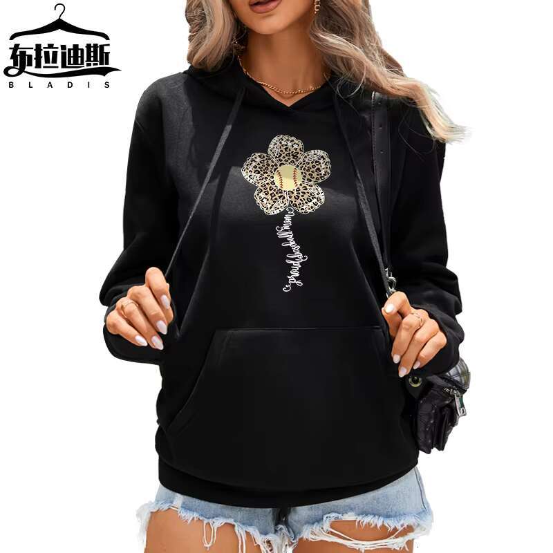 Streetwear High Quality Hoodies Sweatshirts Leopard Print Baseball Element Creative Printing Women Hoodie