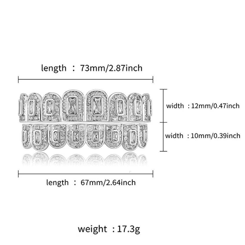 AZ Hip Hop Iced Out Teeth Gold Silver Color Grills Teeth Jewelry For Men Women Top Bottom Caps Goth Fashion Jewelry 250220