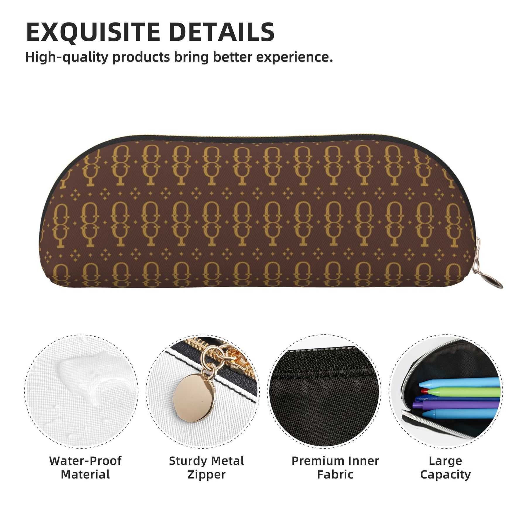 NXY Leather Pencil Bag Large Capacity Organizer Bag Travel Accessories Portable Half Round Storage Bag Designer Cosmetic Bag Hip