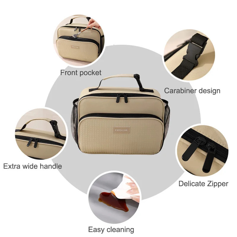 Portable Lunch Bag for Women Thermal Insulated Lunch Box Tote Cooler Handbag Waterproof Bento Pouch Office Food Tote Handbag 250225