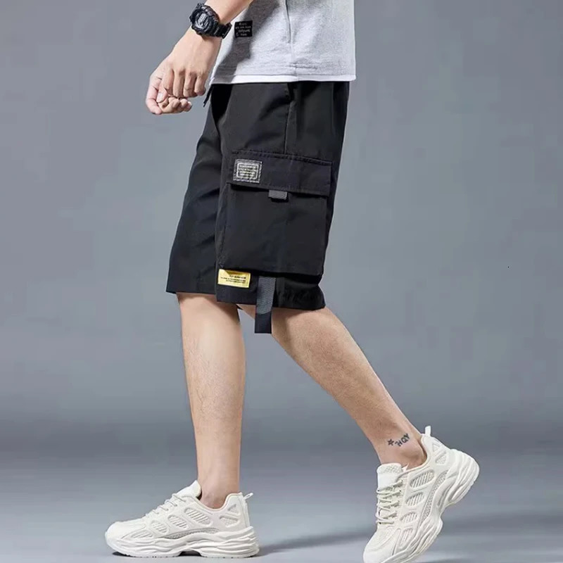 Cargo shorts mens summer loose-fitting five-point pants multi-pocket functional sports pants 250225