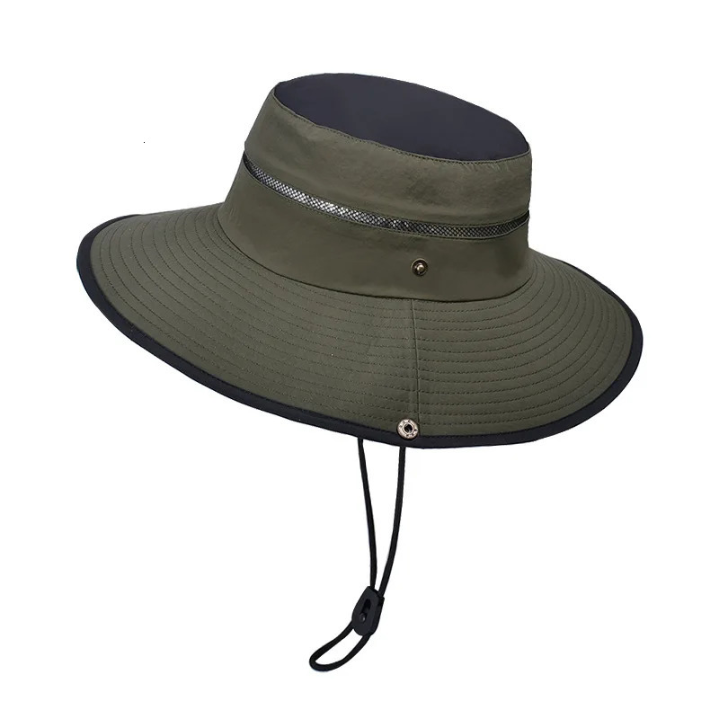 Summer Large Brim Men Women Sun Protection Caps Outdoor Climbing Fishing Fisherman Hats Male Quick Drying Color Match Bucket Cap 250218