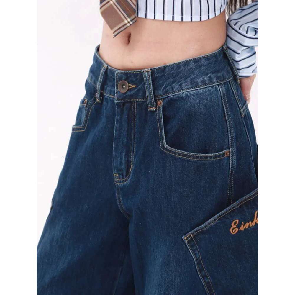 WCFCX STUDIO Women's Wide Leg Jeans American Vintage Street Style High Waisted Casual Trousers Design Sense Niche Baggy Pants