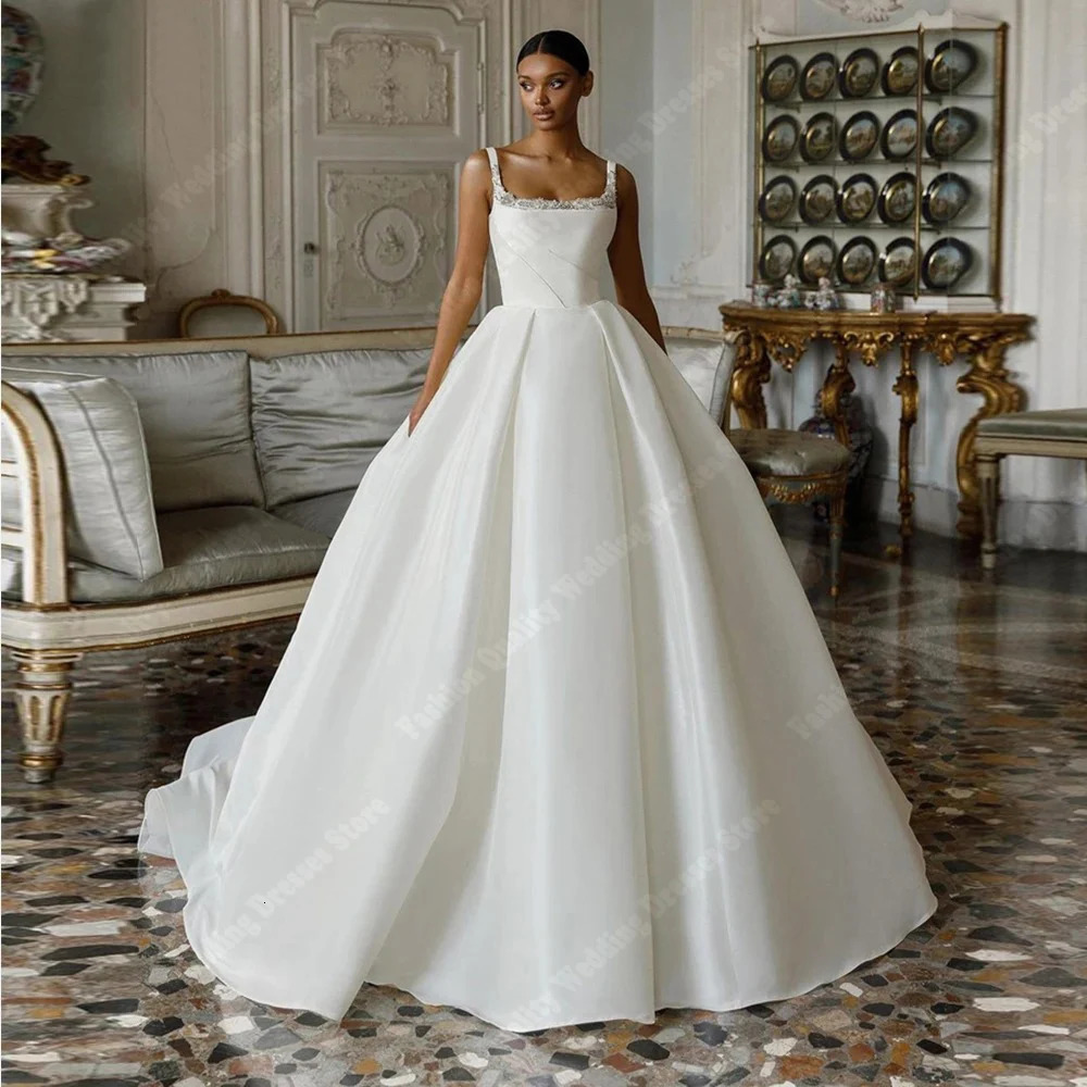 Elegant ALine Women Wedding Dresses Party Bead String Bridal Gowns Mopping Length Princess Ball Customized 250224