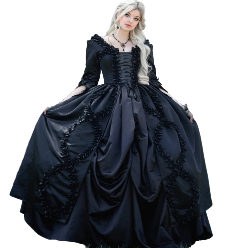 Marie Antoinette Theme Black Prom Dresses 2025 History Rococo Victorian 18th Century Dress Costume Masquerade Evening Dress Gothic Halloween Party Gow