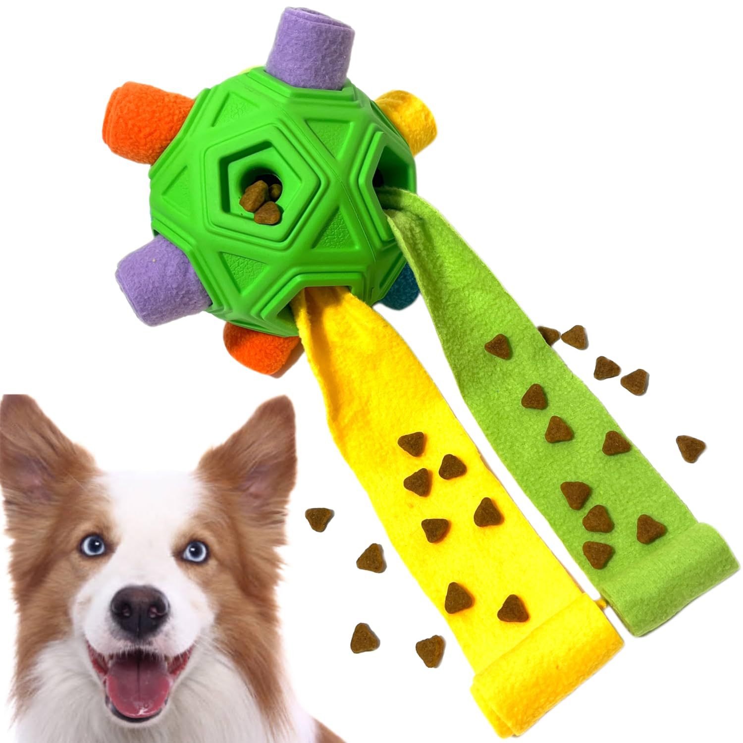 Snuffle Ball for Dog Toys Unbreakable Upgrade Ball Interactive Toy Foraging Snuffle Mat Puppy Treat Dispenser Slow Feeder Dog Puzzle Toys for Small Me