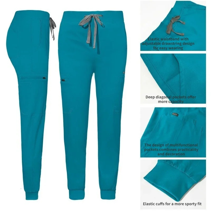 Scrubs Set Uniforms Stretch Scrub Tops With Pocket Pants Nurse Uniform Doctor Surgery Overalls Beauty Salon Workwear 250225
