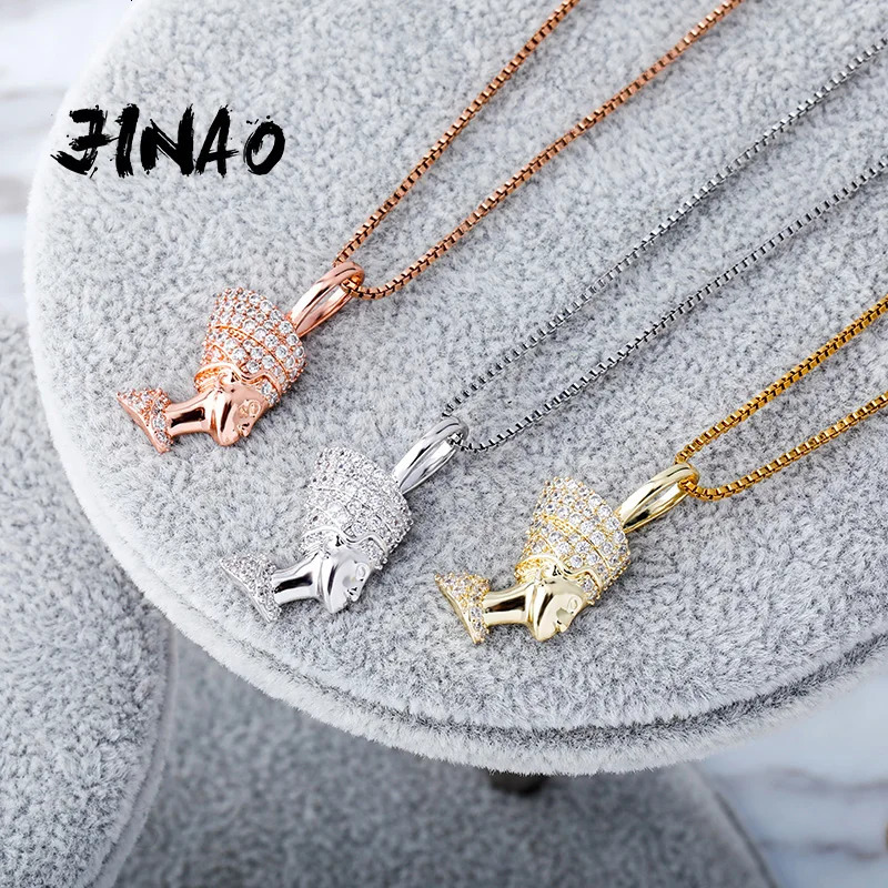JINAO 925 Sterling Silver Egyptian Pharaoh Pendant Iced Out Hip Hop Zircon Pendant Necklac Fashion Hip Hop Jewelry Gift 250225
