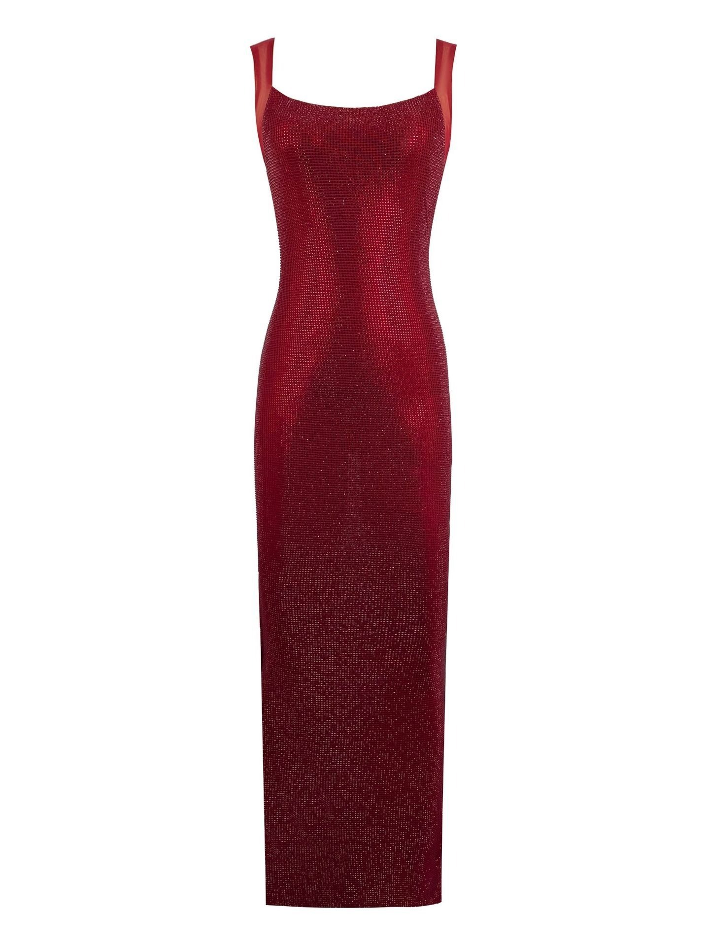Super Flash New Hot Diamond Evening Dress With Low Collar Hip Wrapping Long Skirt Tight Strap Dress High Grade2