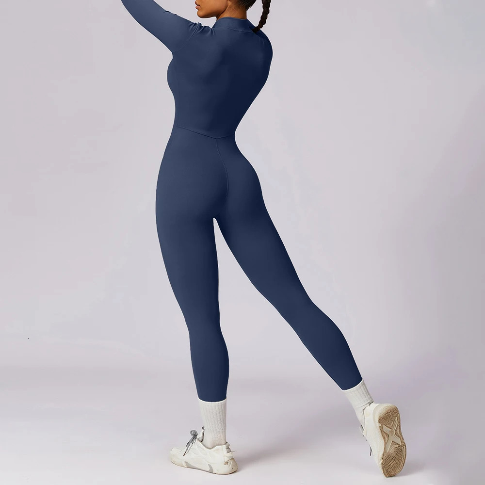 Warm Longsleeve Jumpsuts Women Thickened Sport Overalls Gym Set Zipper Fitness Bodysuits Winter Jumpsuit Workout Tracksuit 250225