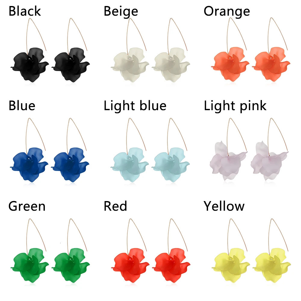 1Pair s Multicolored Fashion Resin Flower Long Earrings Bohemia Handmade Petal Dangle Earrings For Women Gift 250225