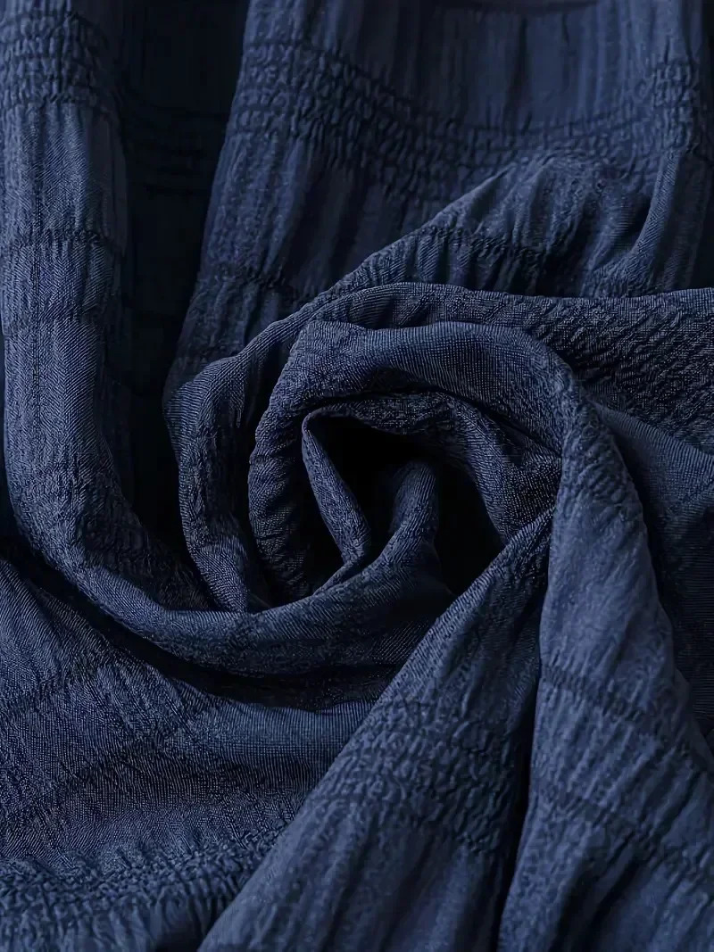 1XL-5XL Plus Size Womens Casual Dress with Textured Lantern Sleeves and V-Neck Tie Front Midi Dress for Comfort and Style 250225