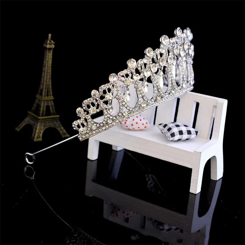 Vintage Silver Plated Queen Princess Diana Crown Crystal Pearl Diadem For Bridal Hair Accessories Bride Headbands Tiara De Noiva 250225