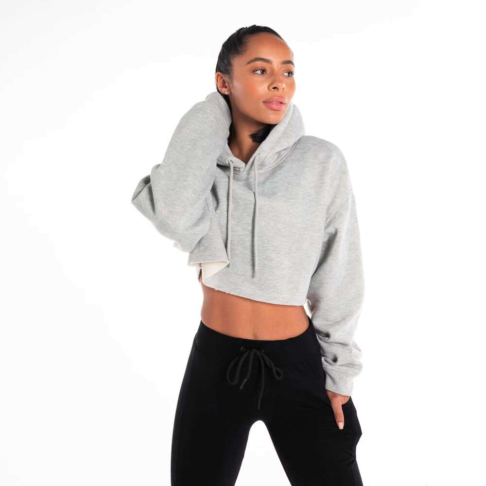 Women's Casual Oversize Long Sleeve Pullover Hoodie Light Knitted Sweatshirt Embroidered Heat-Transfer Short Crop Top Wholesale