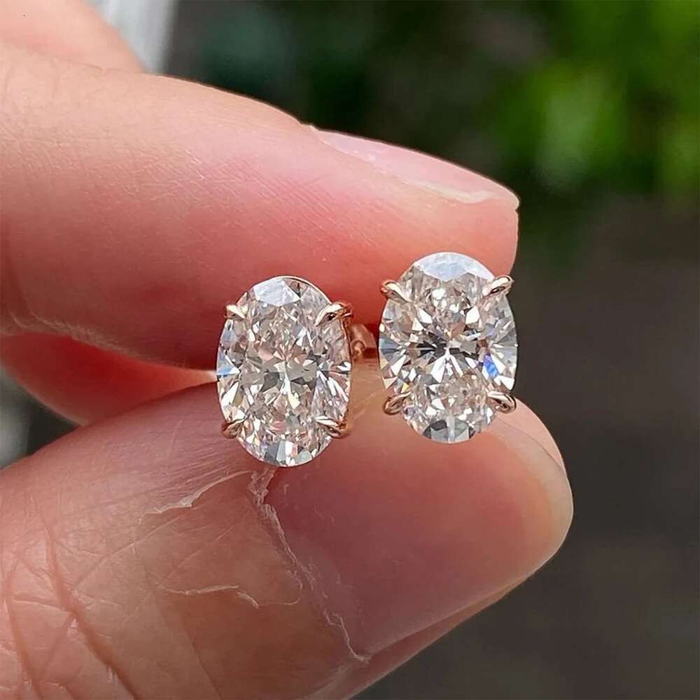 1-4ct Oval Cut Moissanite Stud Earring for Women Men D Color Sparkg Dia Sterg Sier Ear Studs Party Jewelry Gifts