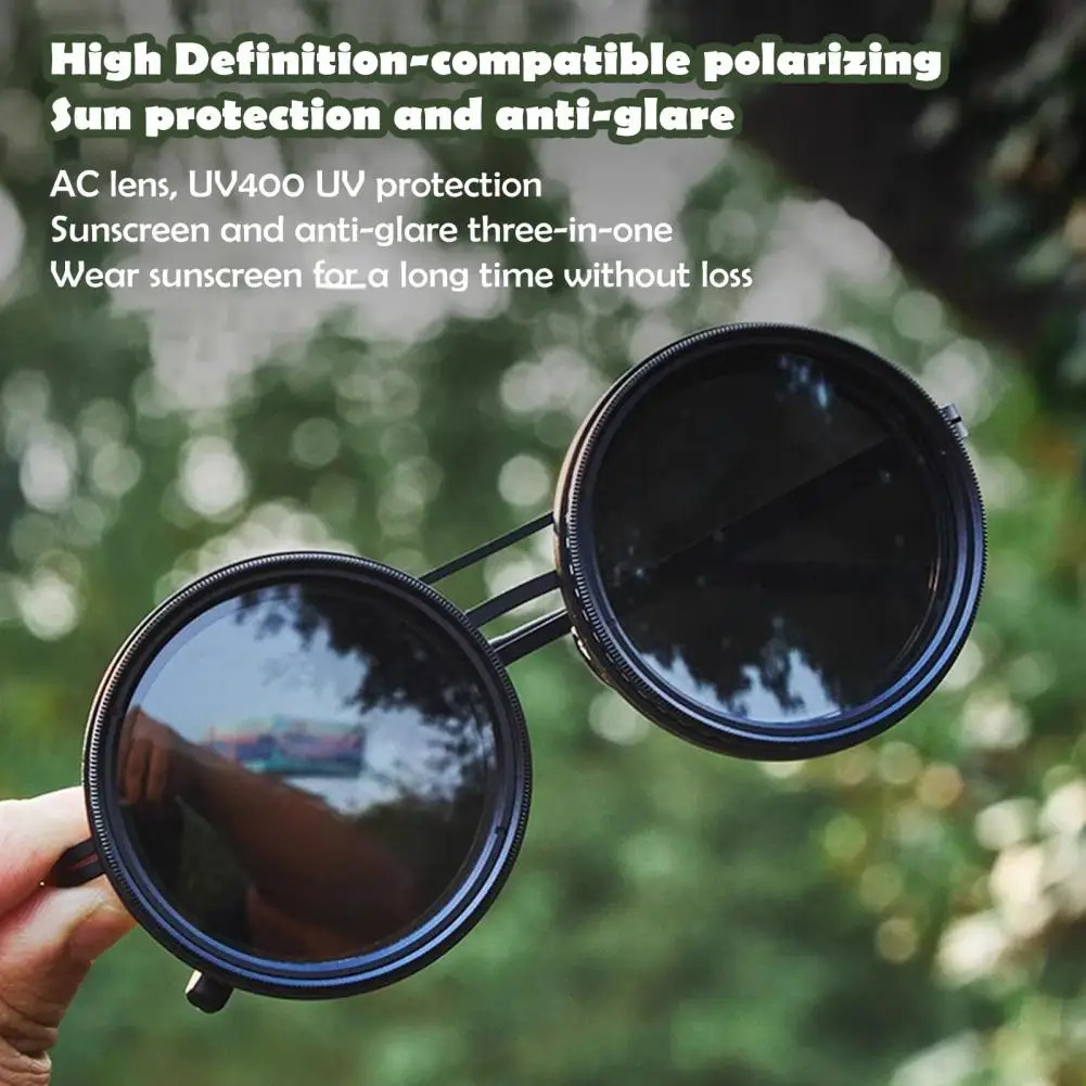 Stylish Rounded Polarized 1-9 Gears Adjustable Sunglasses with ND Filter Lenses Handcrafted Retro Glasses for Men Women 250221