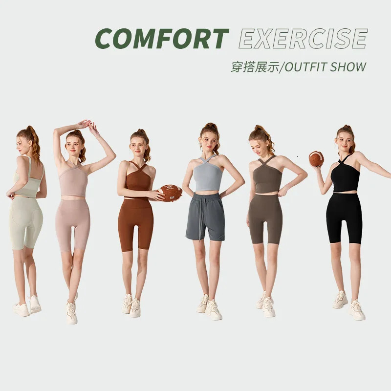 Sports Neck Vest Women High-end Beautiful Back Wear Tanks Versatile Yoga Clothes with Chest Pads Female Sports Camis Ladies 250226