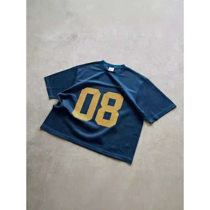 TikTok's new men's T-shirt 3D printed mesh quick drying short sleeved sportswear V-neck digital loose fit