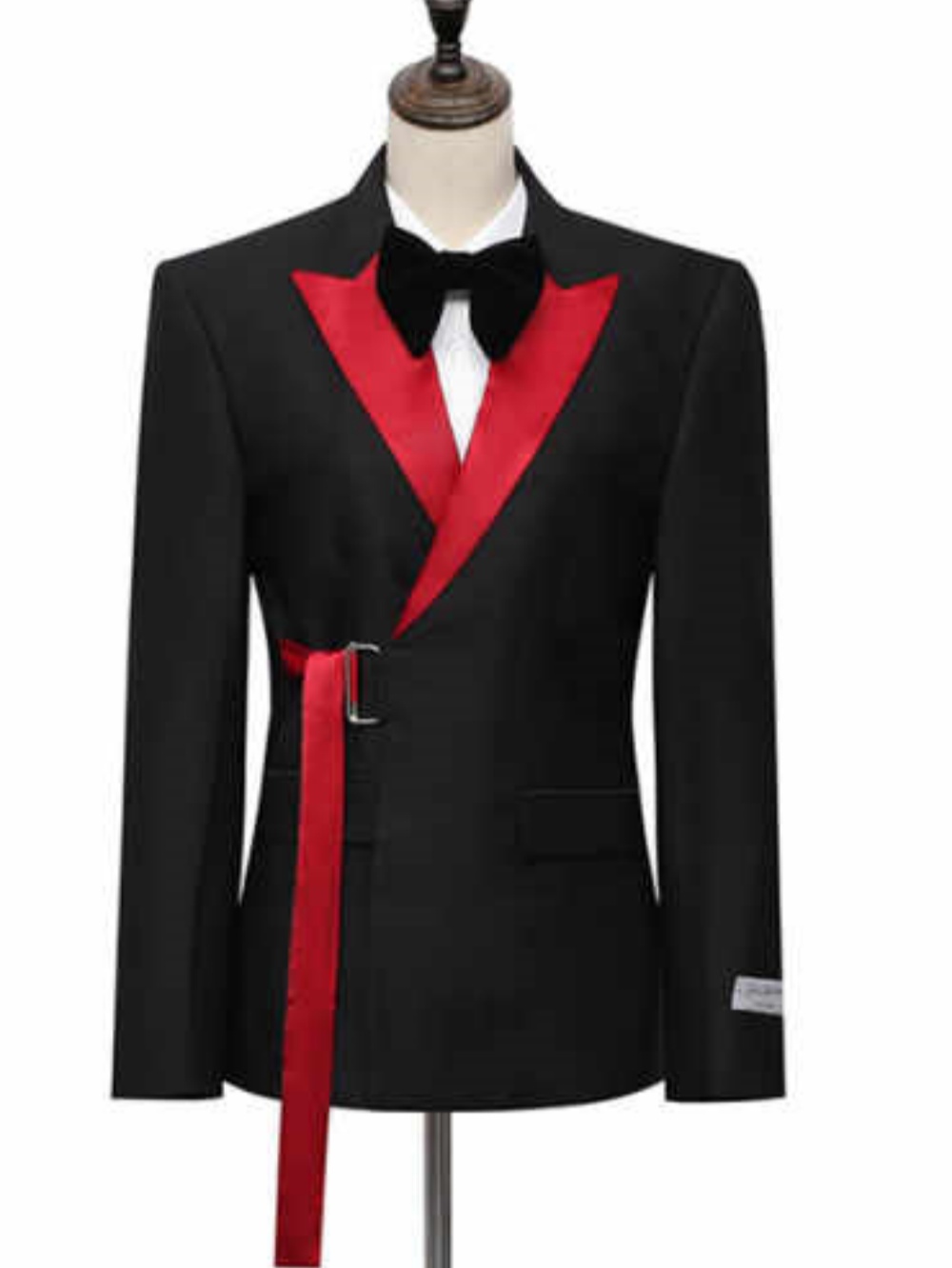 Different Wedding Tuxedos Red Banderole Men Suits Peaked Lapel 2 Piece Set Jacket Pants Business Blazers Customized