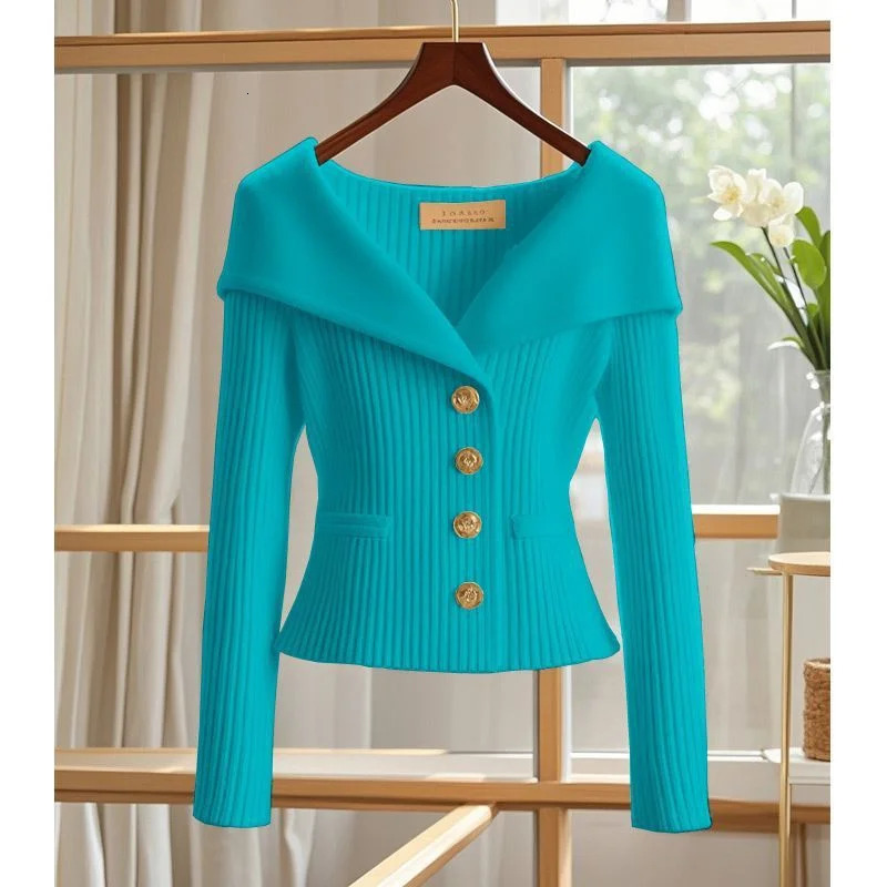 Women Cardigan Sweater High Quality High-end chic Long Sleeve Knitwear Autumn Winter Female Clothes Sweater Jacket 250222