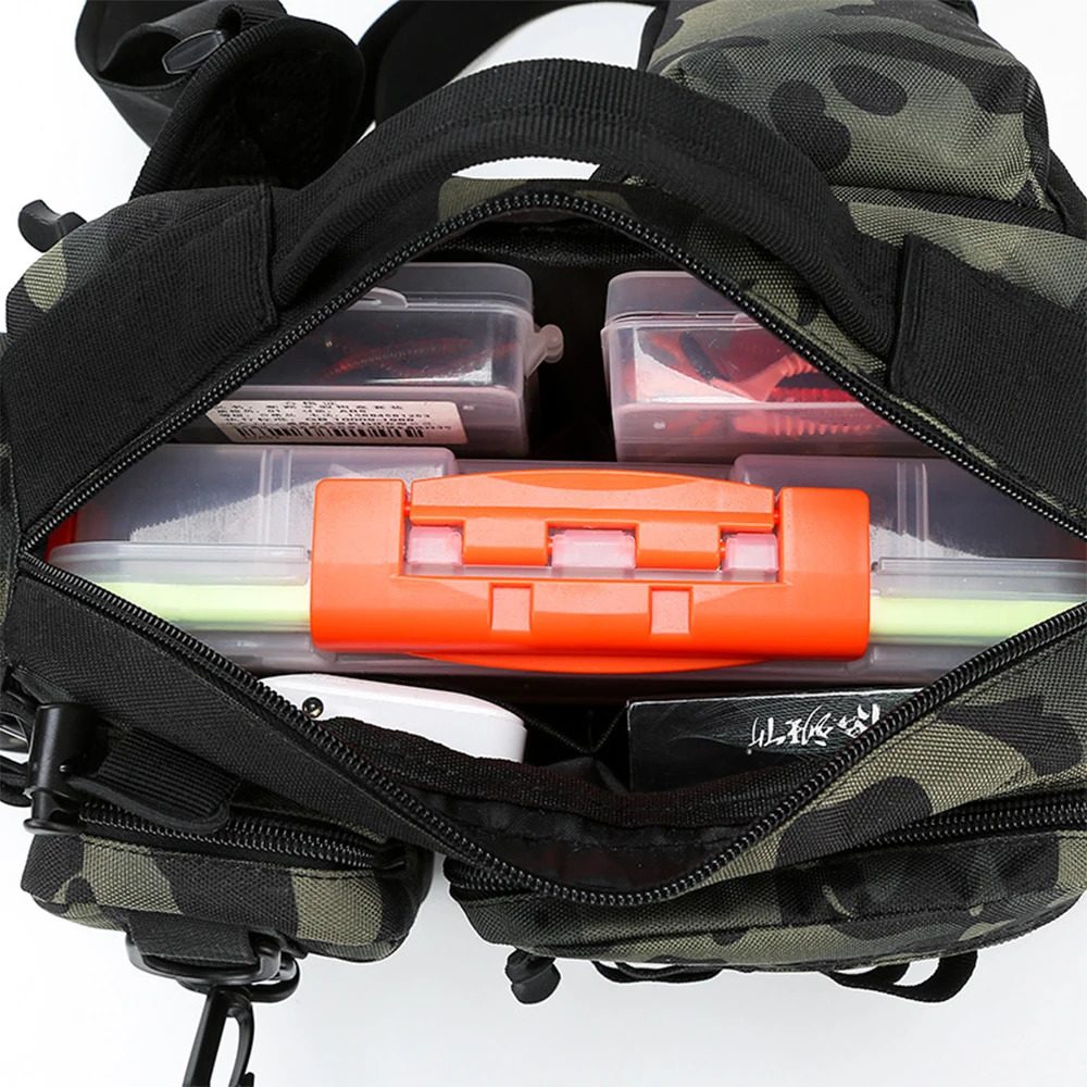 Fishing Tackle Backpack Lure Box Gear Storage Bag Fanny Pack for Men Fly Fishing Backpack with Rod Holder Sling Shoulder Bag 250226