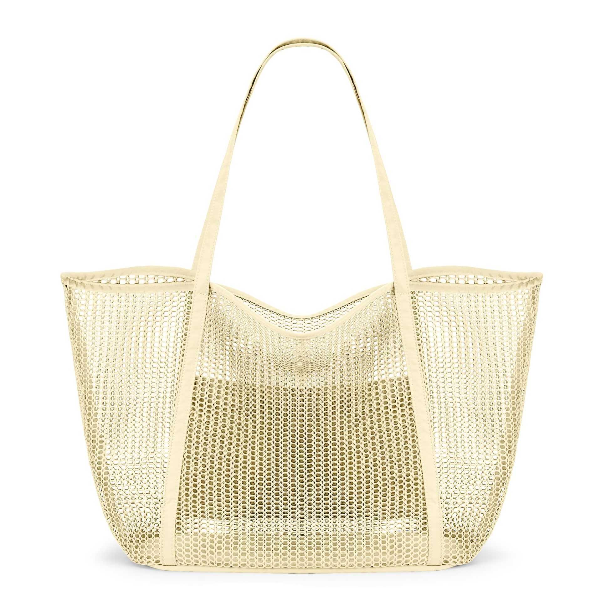 Portable travel bag with wide shoulder straps and diagonal crossing beach bag, mesh handle for carrying large bags, shoulder bag 250215