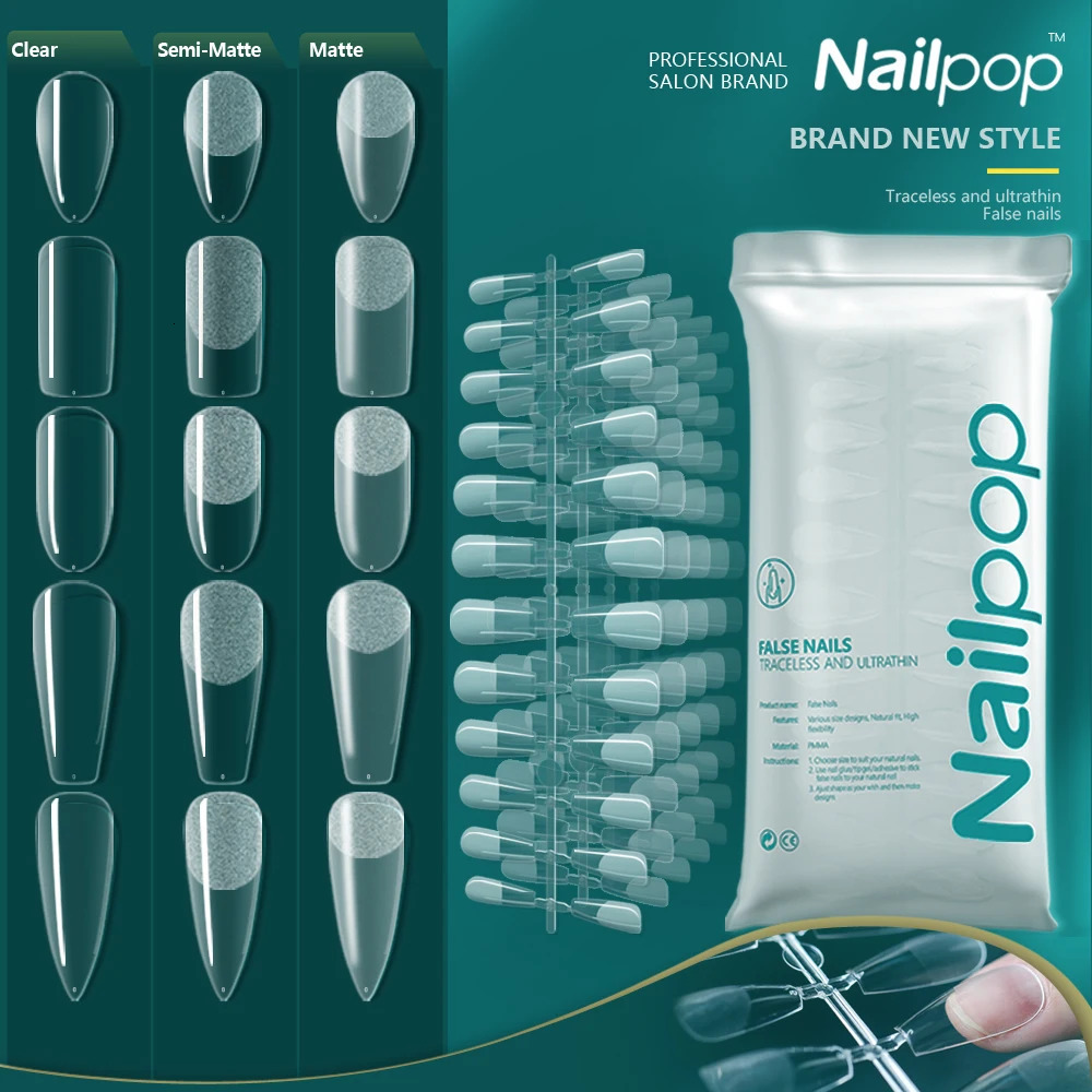 NAILPOP Nail Tips Full Cover Soft Gel False Capsules Various Shapes and Styles for Professional DIY 120PCS 250217