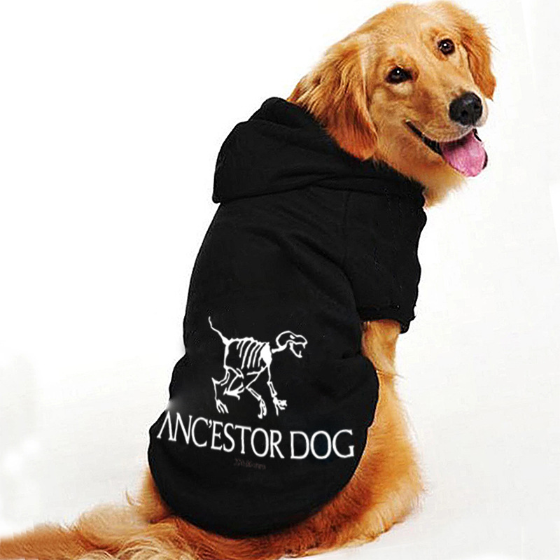Dog Hoodie Pet Clothes Warm Soft Fleece Coats with Cool Skeleton Pattern Fall Winter Puppy Sweaters for Small Medium Large Dogs French Bulldog Outfits