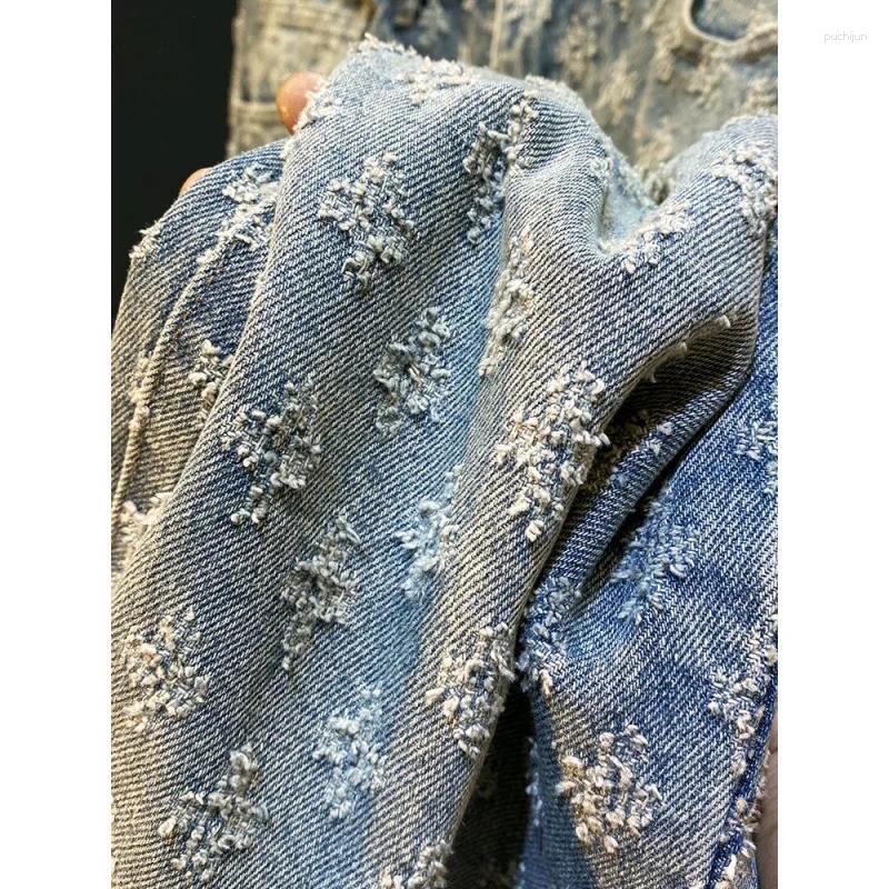 2025 S Fashion Designer Men S Jeans American Straight Men High End Fashion Trend Brand Loose Casual Printed Water Washable Versatile Designer Denim Pa