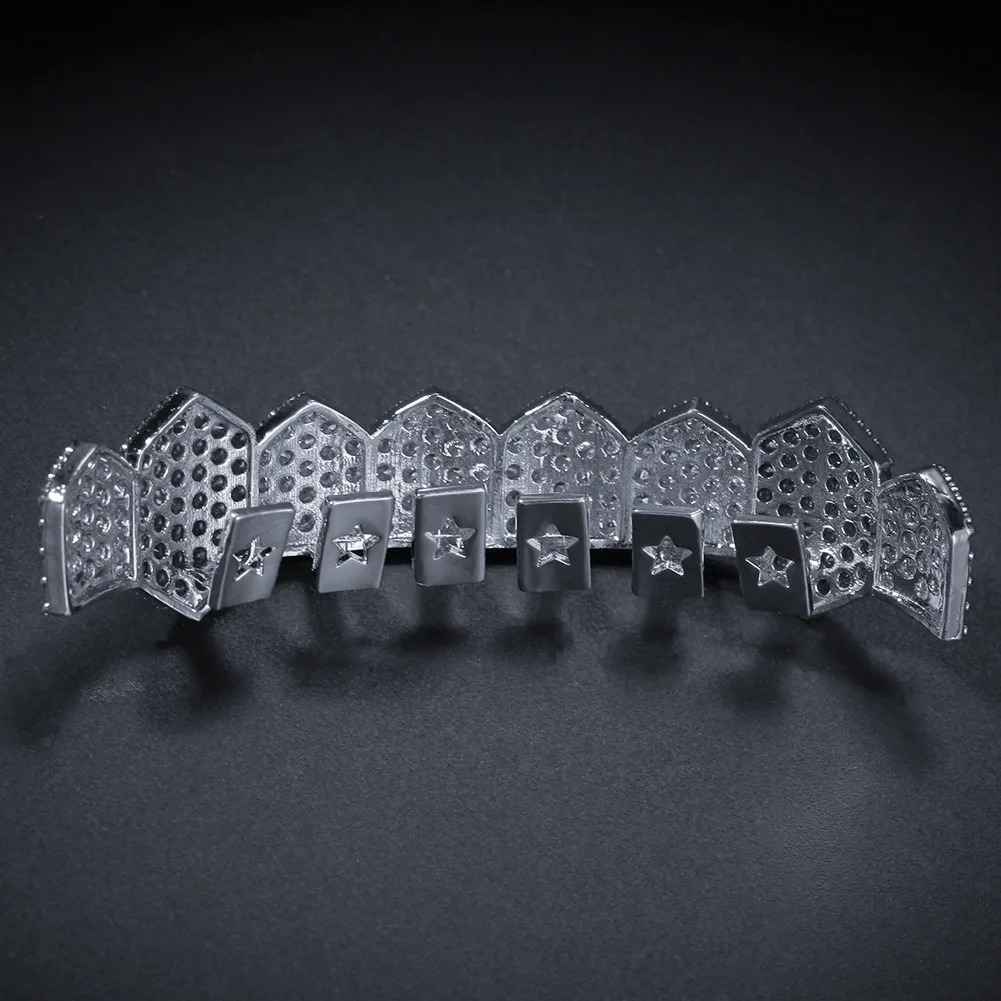 Rose Color Bling Teeth Top Bootom Dental Mouth Punk Teeth Caps Cosplay Party Tooth Rapper Hip Hop Jewelry TG019 250220