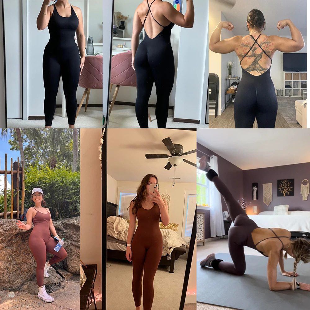 Solid sexy jumpsuit womens summer sleeveless jumpsuit backless casual tight fitting sportswear fashionable streetwear women 250224