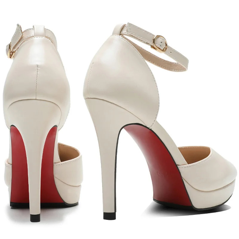 Fashion Women Pumps Shoes Waterproof Platform Oneline Buckle Hollow Pointed Toe 10cm Thin High Heels Womens Wedding Shoes 250218