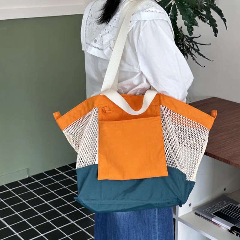 Large Capacity Casual Hollow Out Summer Beach Tote Bag Panelled Women Shoulder Bags Fishnet Big Shopper Purse designer handbags