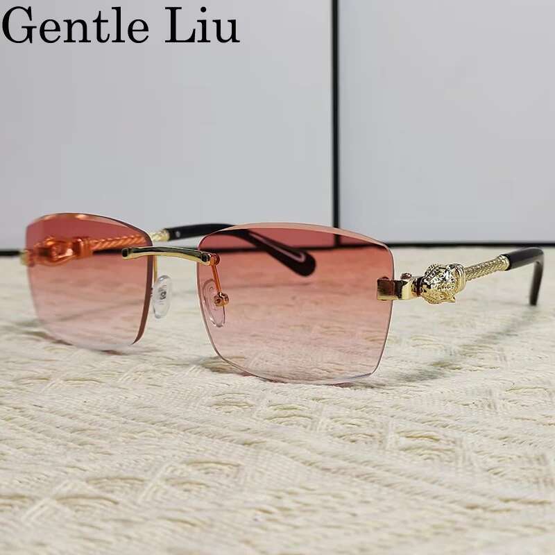 Small Rectangle Rimless Sunglasses Men 2025 Brand Frameless Metal Frame Sun Glasses For Male Classic Vintage Eyewear