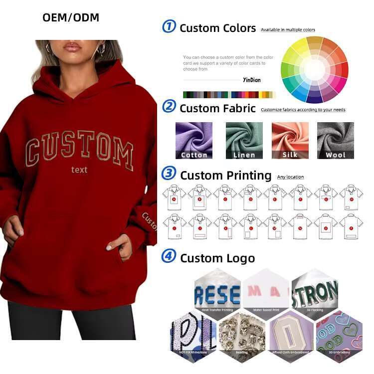 Wholesale Manufacturer Embroidered Knitted Emed Hoodie Sweatshirts Custom Design Print High Quality Women Hoodies