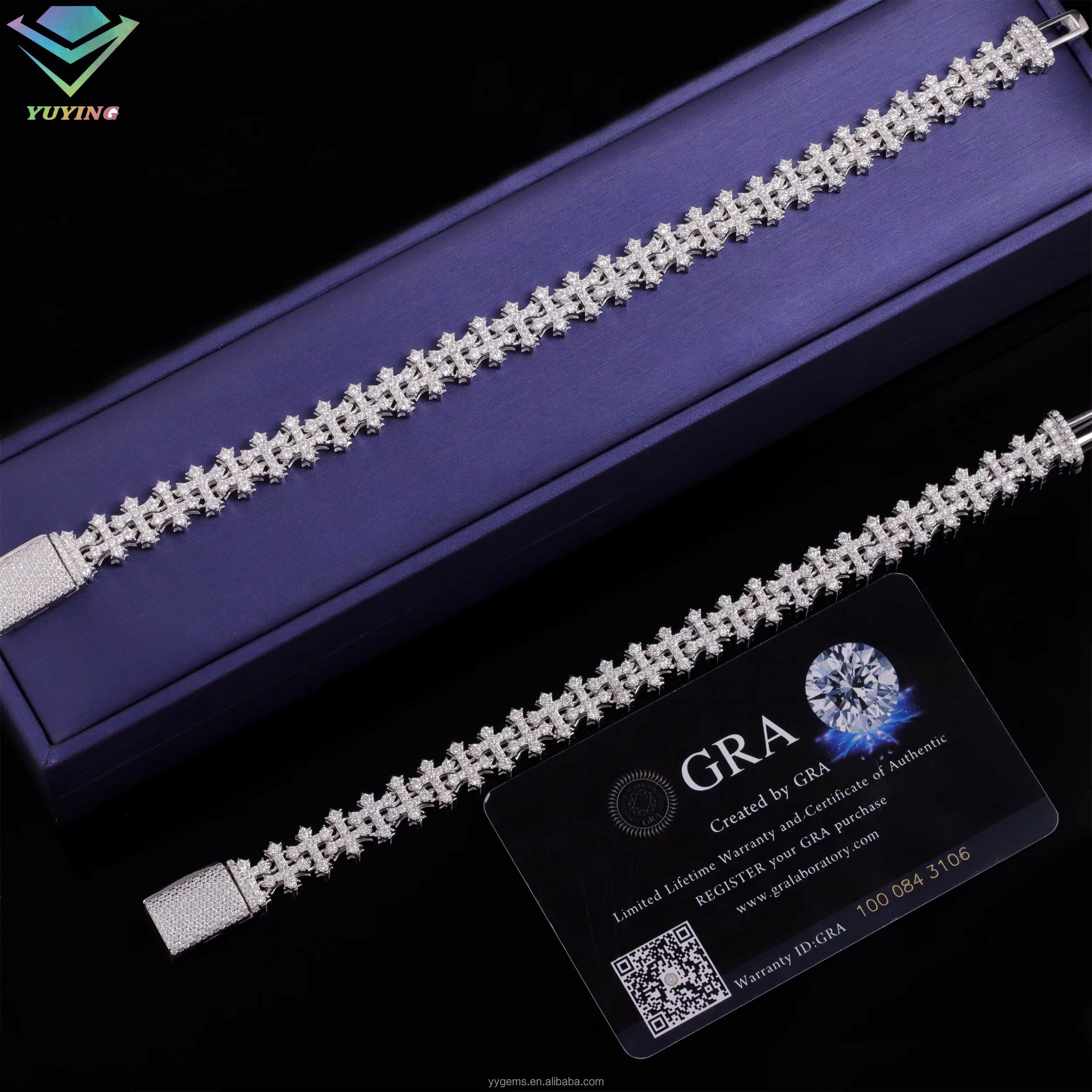 Fine Jewelry Design Rapper Sterg Sier for Men Women VVS Moissanite Cross Cuban Bracelet