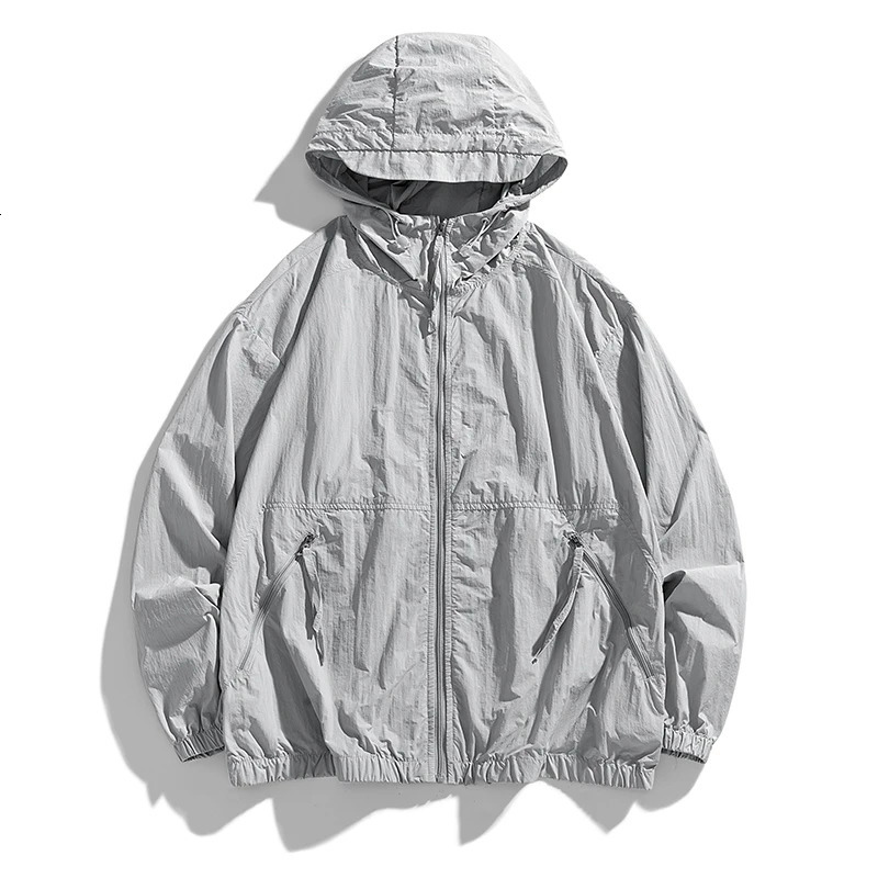 Summer Oversize Baggy Sun Protection Clothing thin jacket mens fashion Korean Street Hooded Sunscreen Outerwear mens plus size 250225