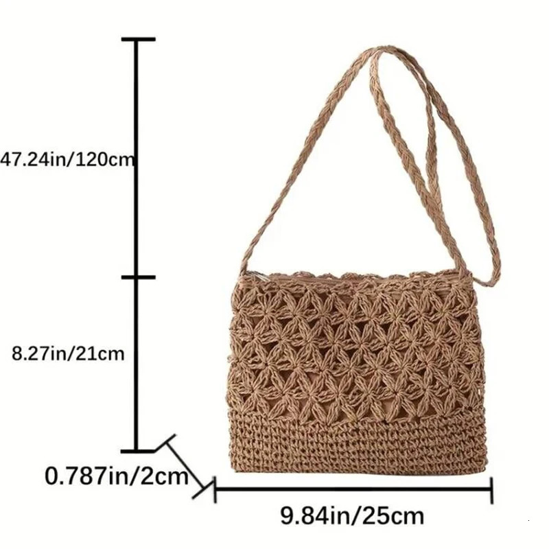 Small Fresh Crossbody Bag Womens Bag Straw Woven Shoulder Bag Niche And Versatile Woven Bag Simple And Fashionable Handbag 250224