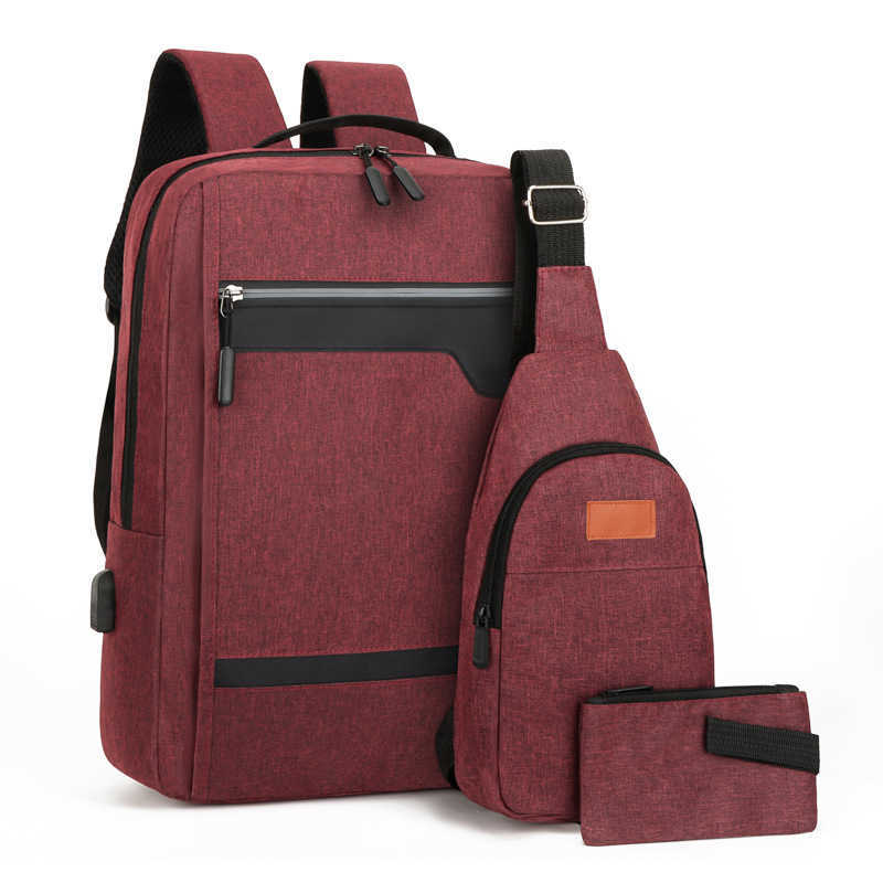 Business Backpack Three Piece Set Backpack For Men Multifunctional Computer Bag Backpack For Male College Students Large Capacity Day Backpack Travel 