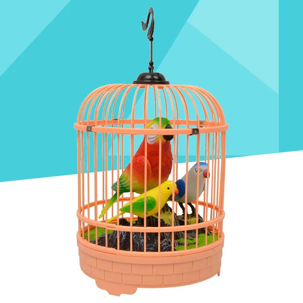Childrens Toys Chirping Bird Cage Voice Control Kids Birdcage Induction Inductive 250226