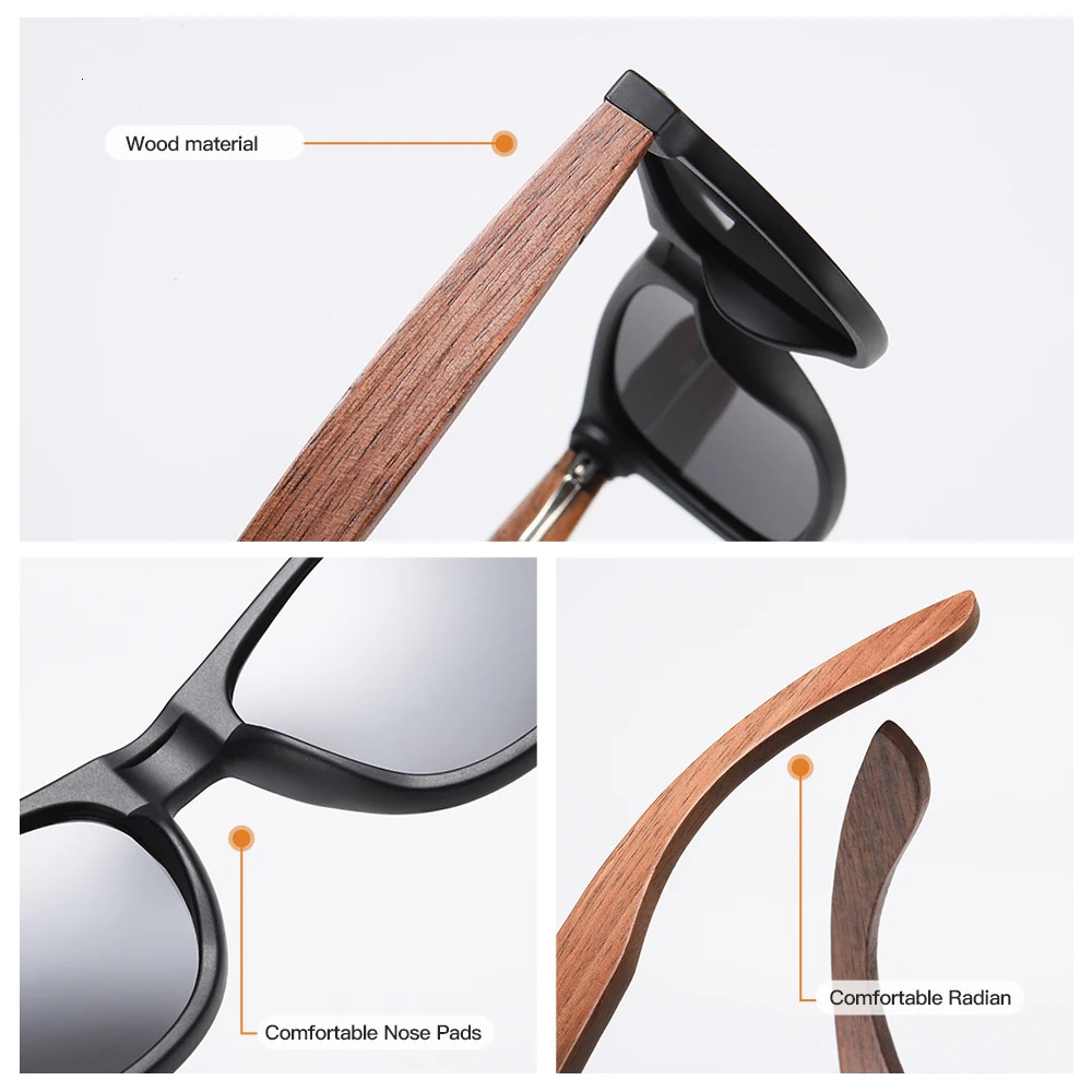 GM Handmade Walnut Wooden Eyewear Polarized Mirror Sunglasses Men Women Vintage de sol masculino UV400 250221