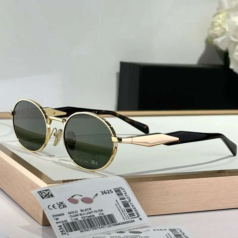 Women's Light Oval Gold Sunglasses 2025 Trendy Classical High Street Top Quality Alloy Solar Glasses for Female