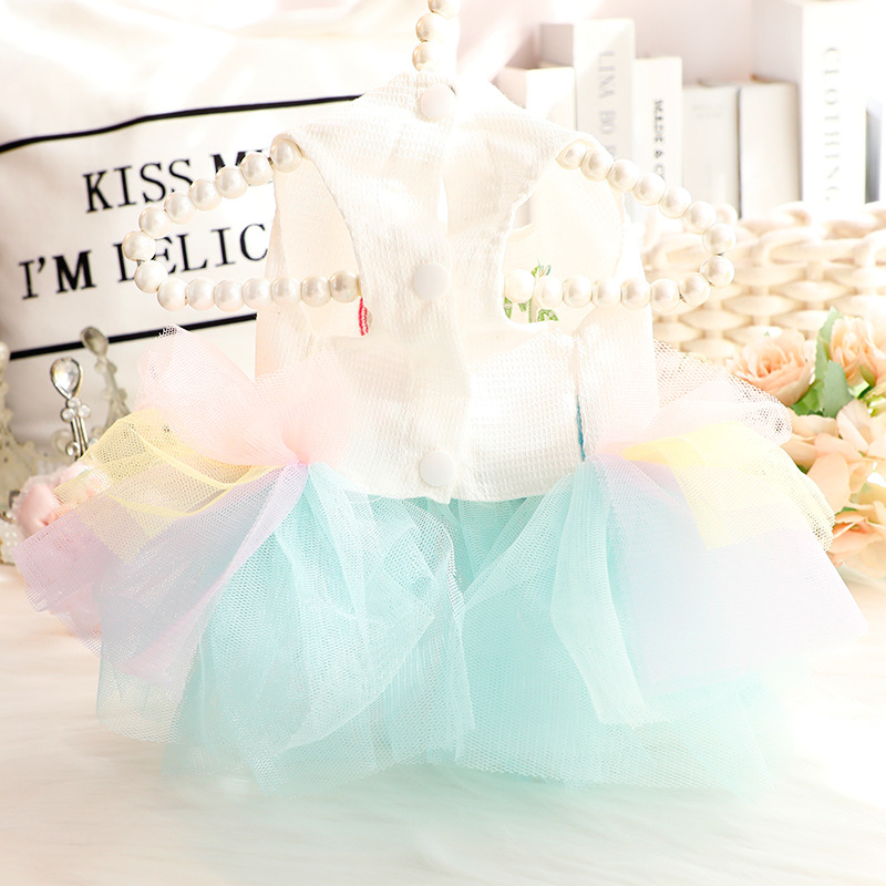 New Dog Summer Princess Dress Colorful Embroied Dog Gauze Skirt Cute Spring Summer Dog Apparel