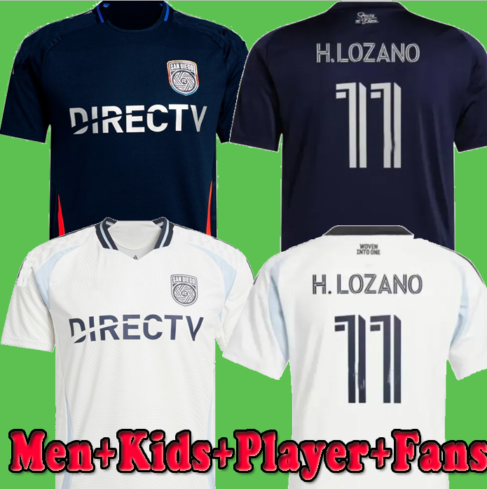 2025 San Diego FC H.Lozano Soccer Jerseys 25 26 Camisetas de futbol men kids Kit Football shirts Fans Player 2026 Adult uniform player fans men black away white kits set