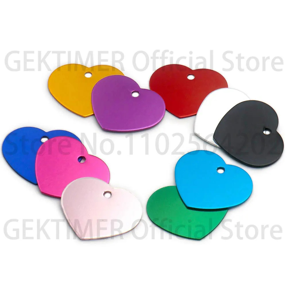 100Pcs Aluminum Keychain Accessories Heart Tags Custom Key Chains Personalized ID Name Pendant Necklace DIY Making Accessories 250221