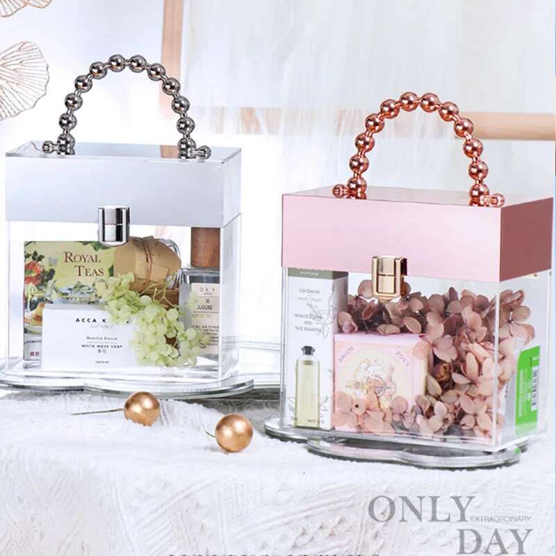 Acrylic Fashion Metal Handheld Lady Handbag High Quality Transparent Gift Box Banquet Evening Bag designer handbags women