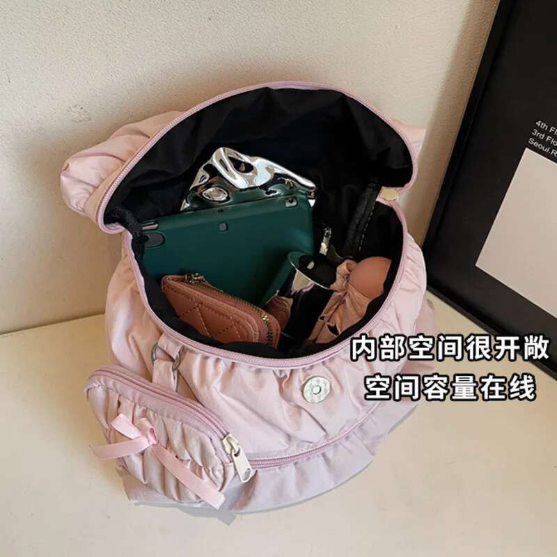 Double Zipper Design Korean Backpacks Large Capacity Casual Tote Bags Pleated Chic Students Bookbags Haruku Backpack For Women